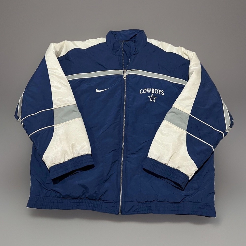 Vintage 90s Nike Team Mens Navy Blue NFL Pro Line Dallas Cowboys Zip Jacket 2XL